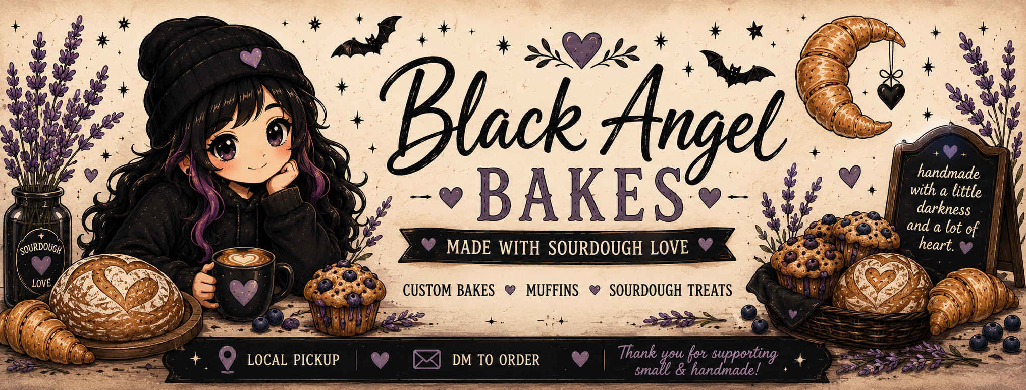 Black Angel Bakes sourdough bakery banner